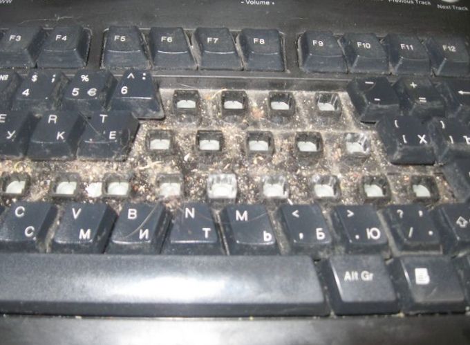 Очищаем клавиатуру от пыли